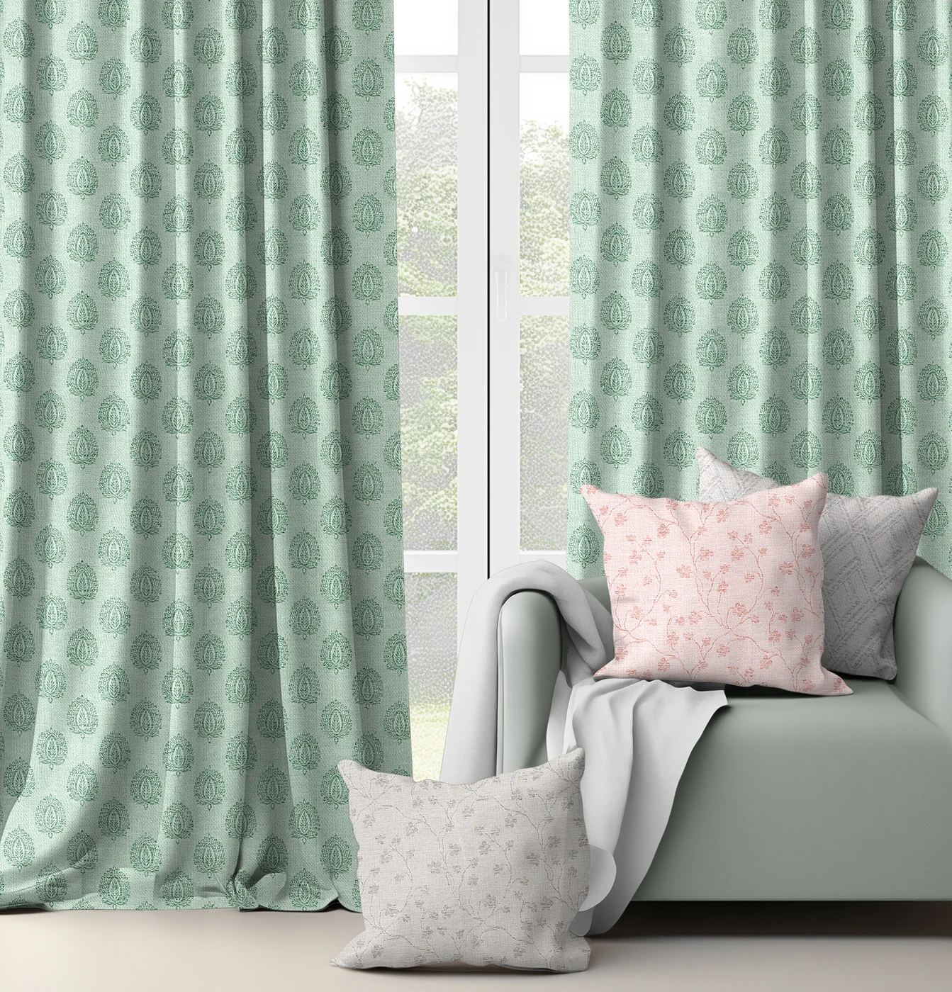 James curtain fabric: Coordinated interior