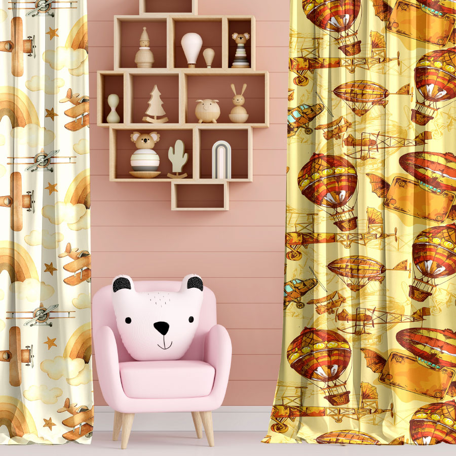 Kids print cartoon curtains for children bedroom