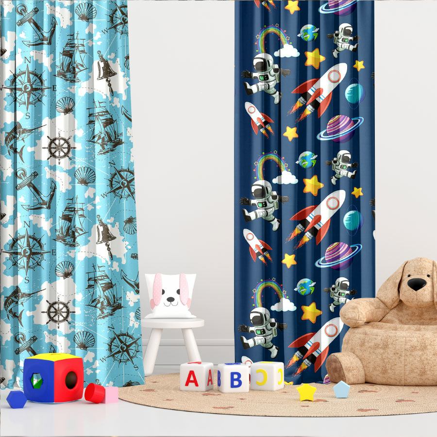 Washable polyester kids room curtains