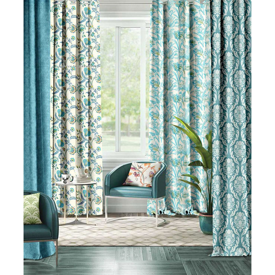 Tropical curtains for modern living room